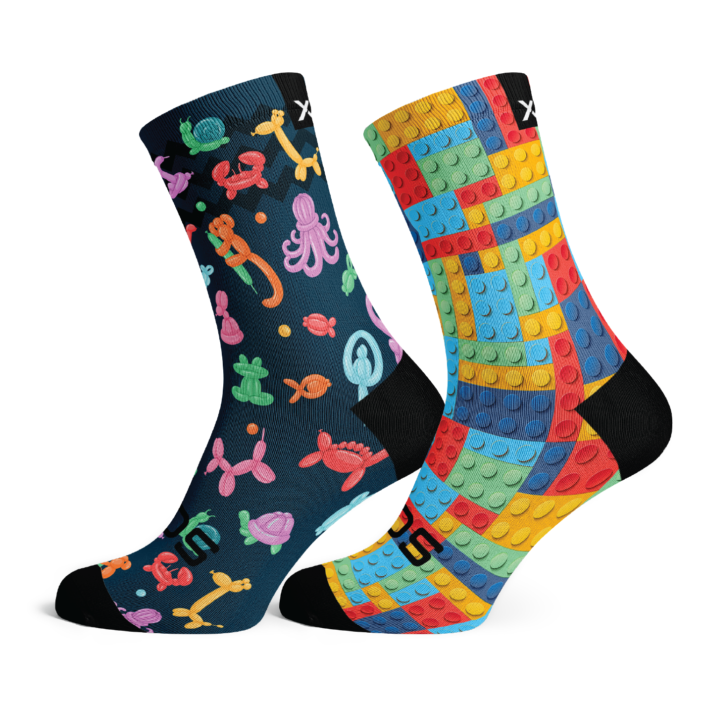 Balloon Animals + Blocks Kids Crew Socks Combo