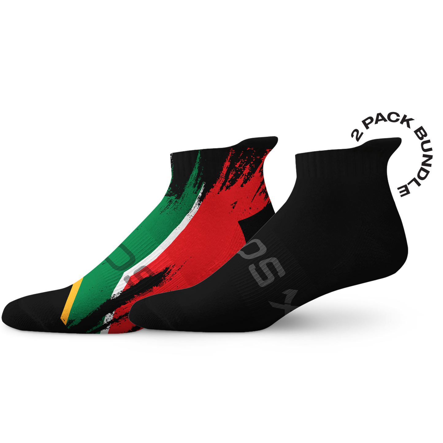 South Africa Splash Flag Black Tab Combo Socks