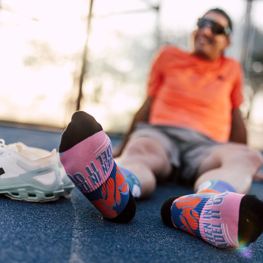 Blocks Pink Padel Crew Socks