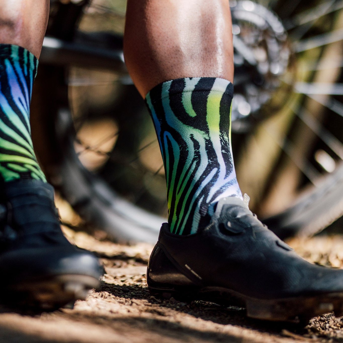 Electric Zebra Green Casual Crew Socks