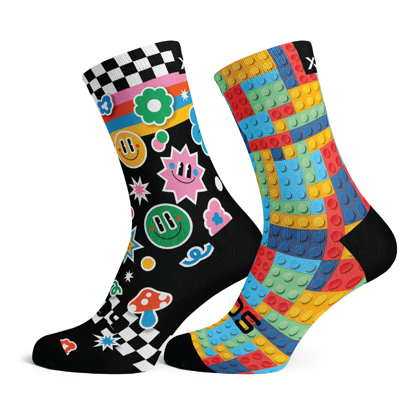 Sticker + Blocks Kids Crew Socks Combo