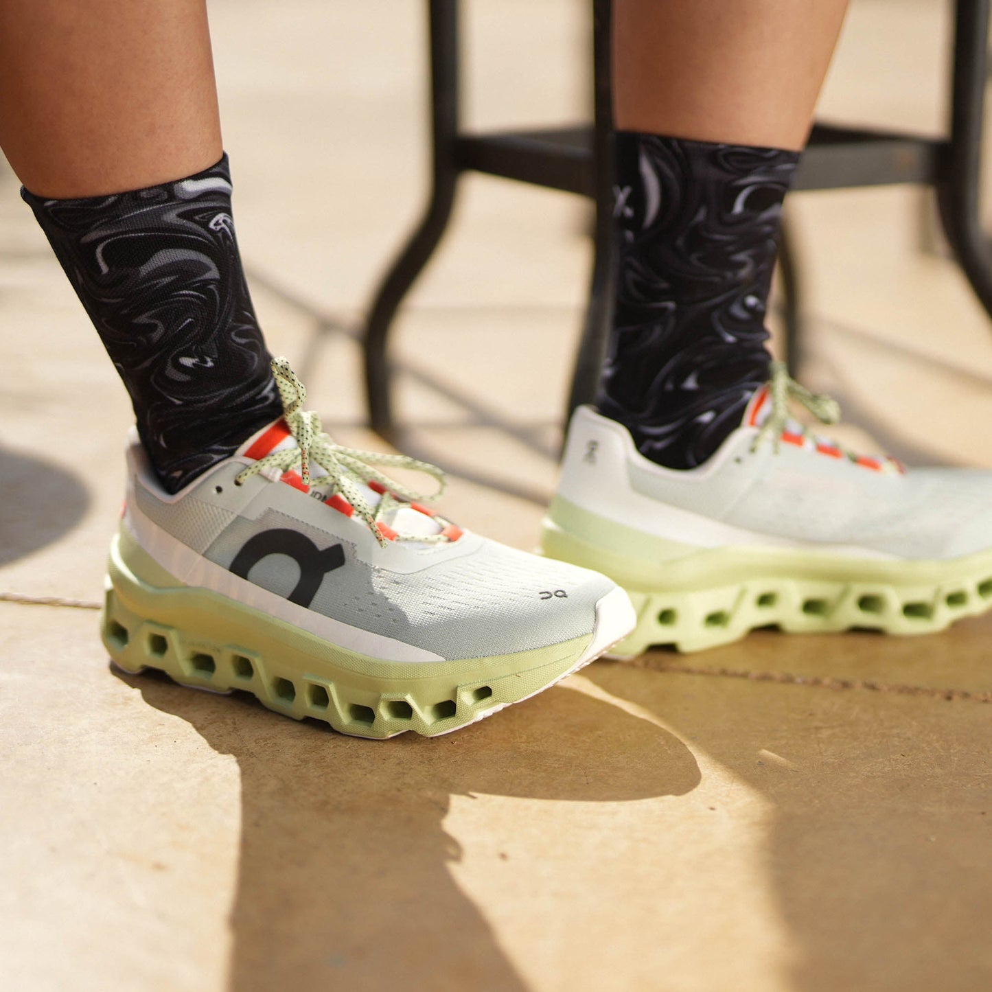 Marble Black Casual Crew Socks