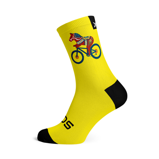 Cyklande Dalahäst Gul Crew Socks