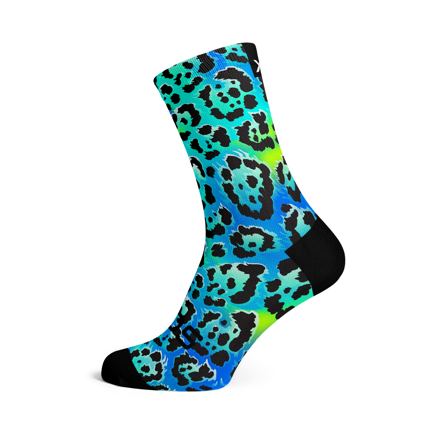 Electric Leopard Blue Casual Crew Socks