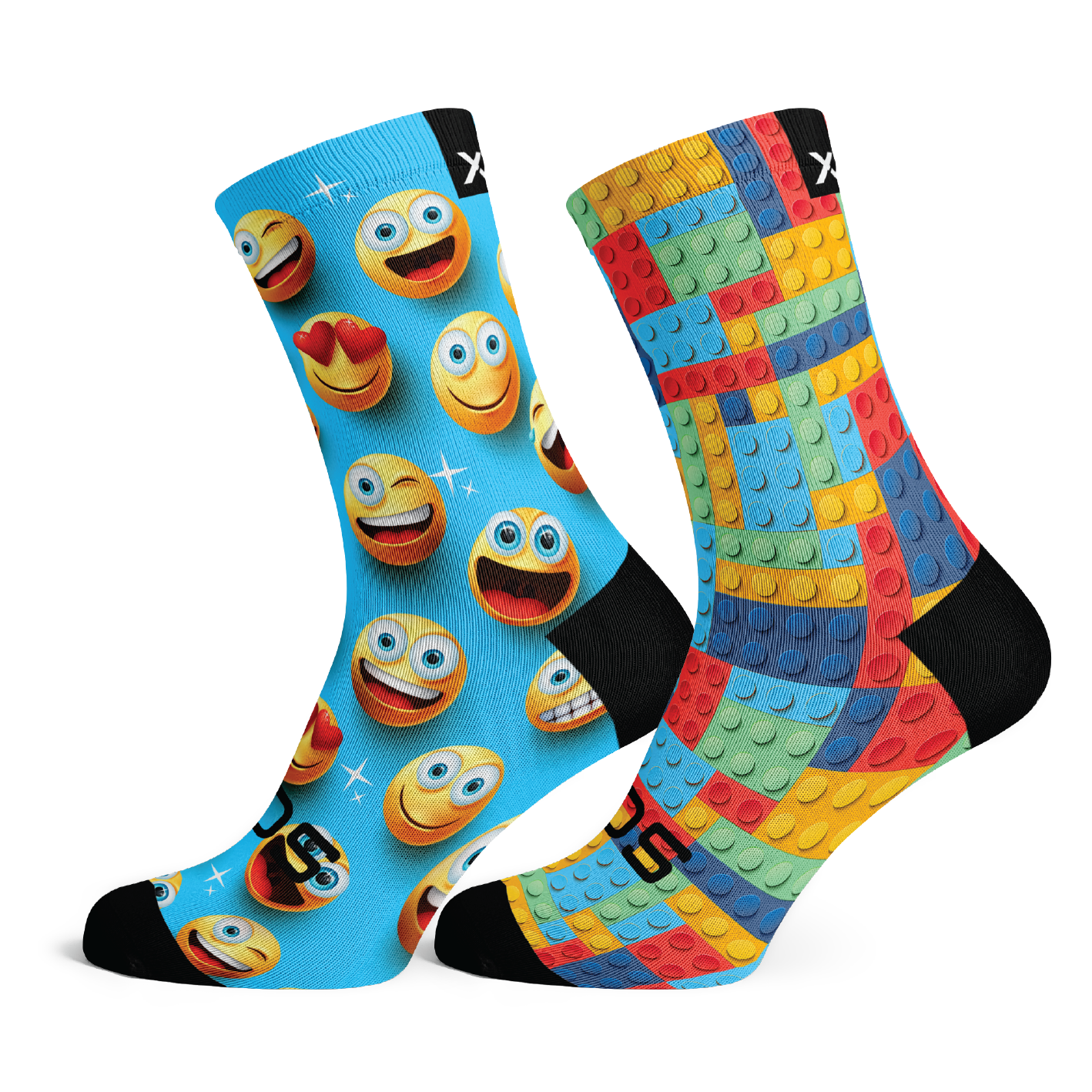 Emoji + Blocks Kids Crew Socks Combo