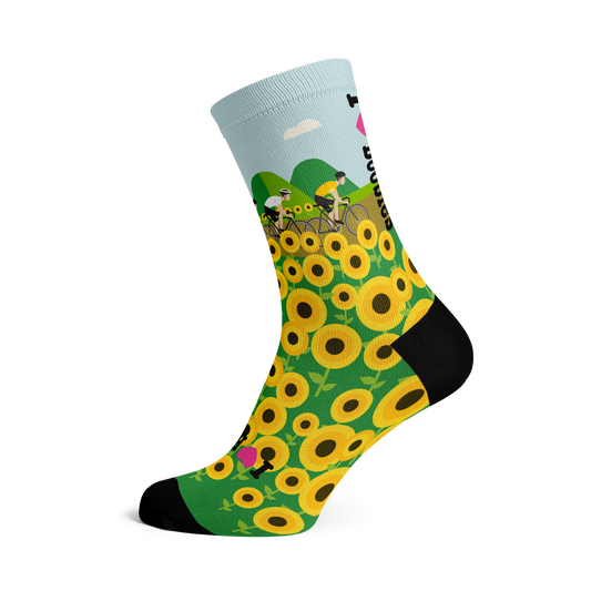 I Love Boobies Le Tour de France Sunflower Cycling Crew Socks