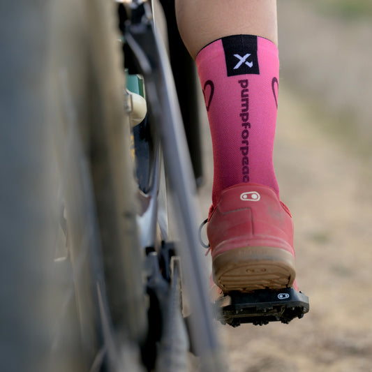 Pump For Peace Maroon Crew Socks