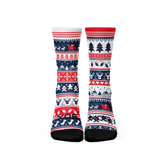 Ugly Sweater Blue Novelty Crew Socks