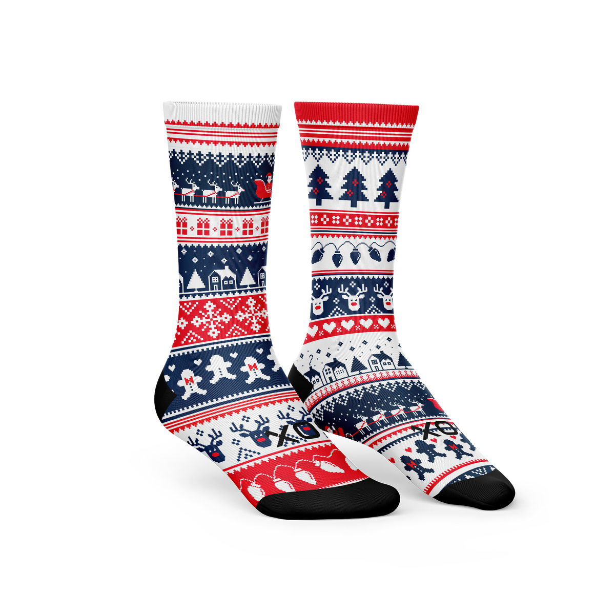 Ugly Sweater Blue Novelty Crew Socks