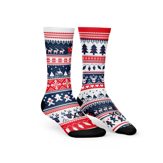 Ugly Sweater Blue Novelty Crew Socks
