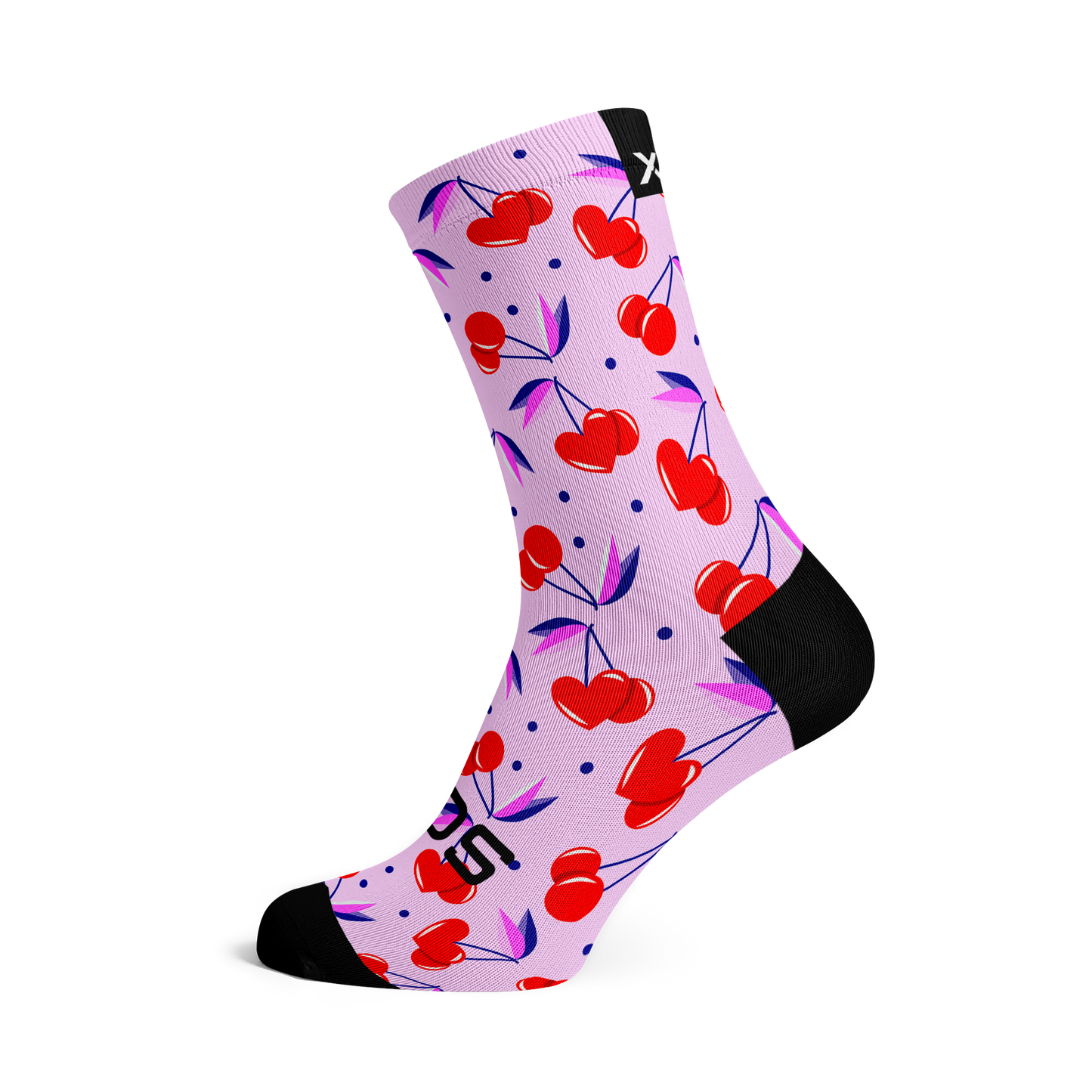 Cherry Pink Casual Crew Socks